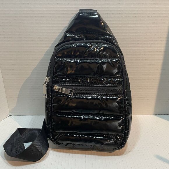 Ah Dorned Handbags - Ah.Dorned Quilted Black Puffer Sling Crossbody Bag Backpack